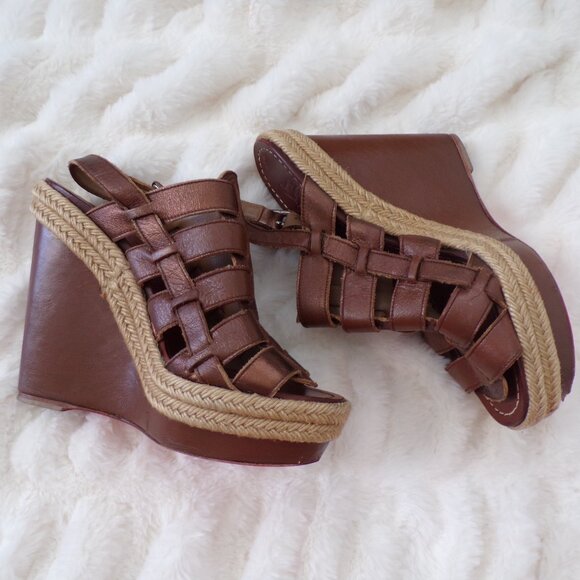 Authentic Louboutin bronze wedge Heels 38 - Picture 1 of 10